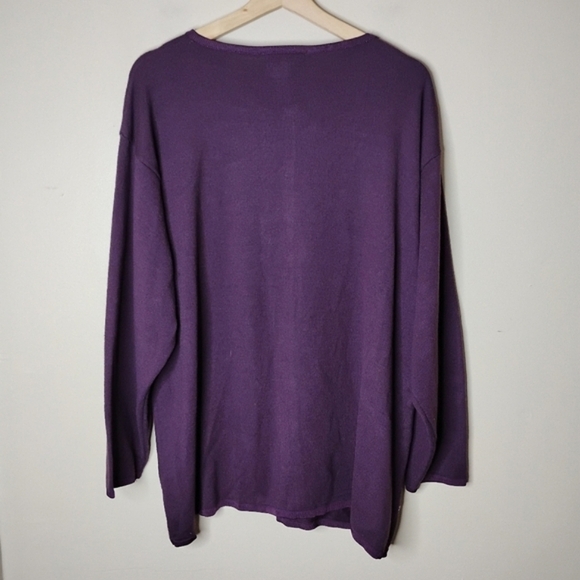 Jenny Purple Cardigan Sweater 3X Felted Floral Beaded Detail Cottagecore Holiday - Picture 6 of 8